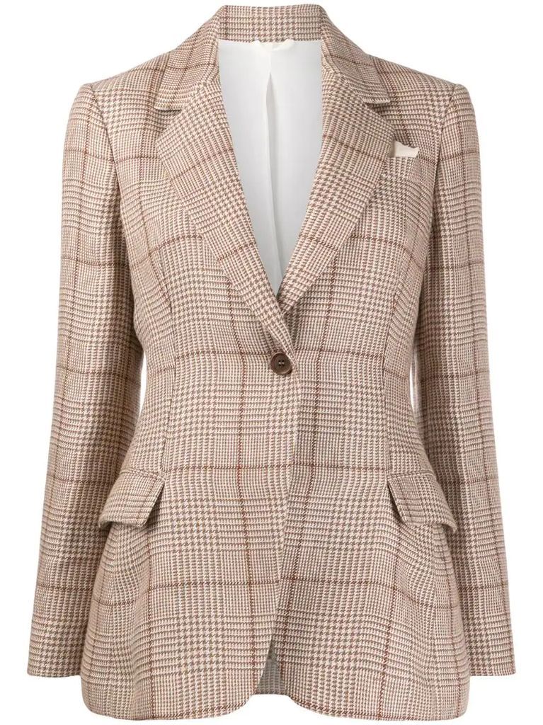 tailored houndstooth check blazer