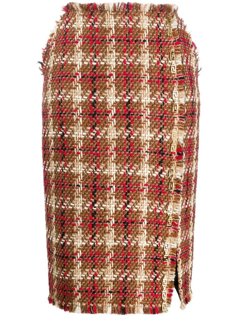 tweed side slit skirt
