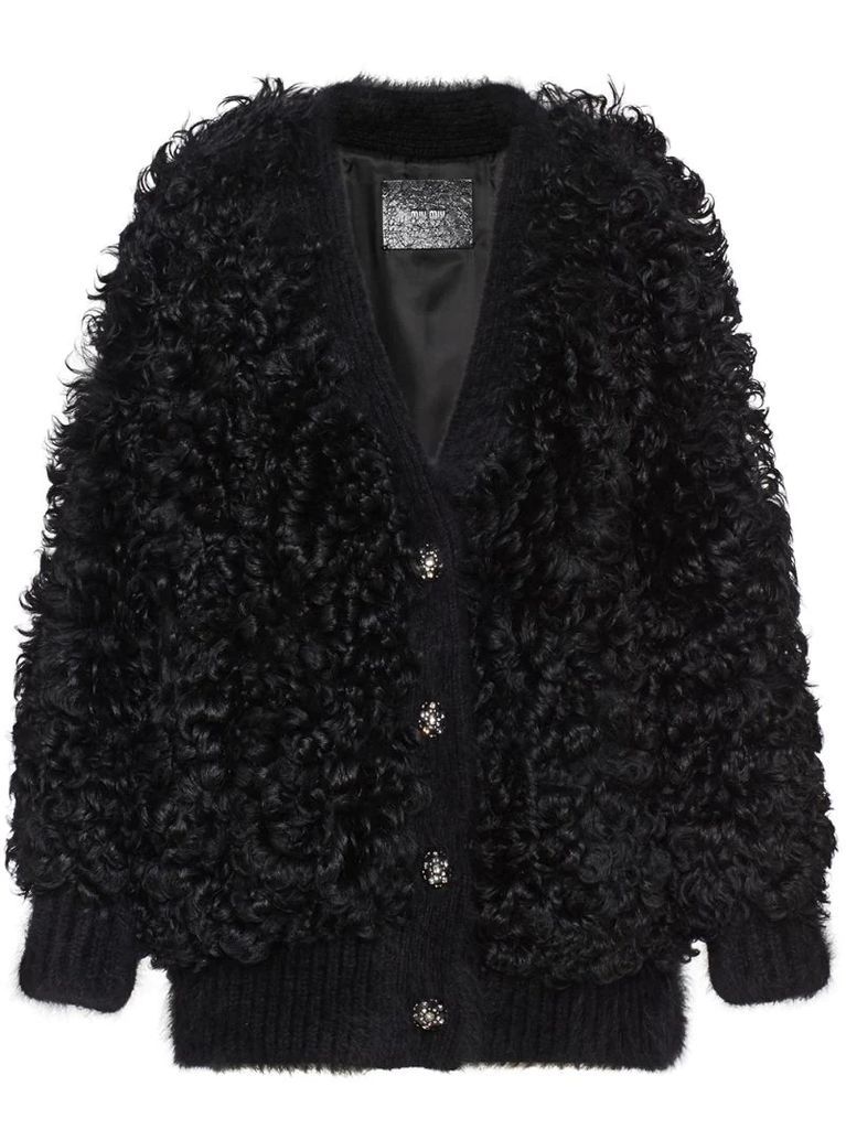 shearling cardigan