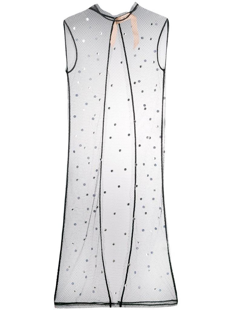 crystal-embellished mesh dress