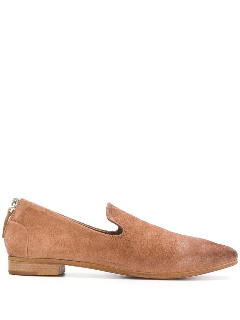 pointed low heel loafers