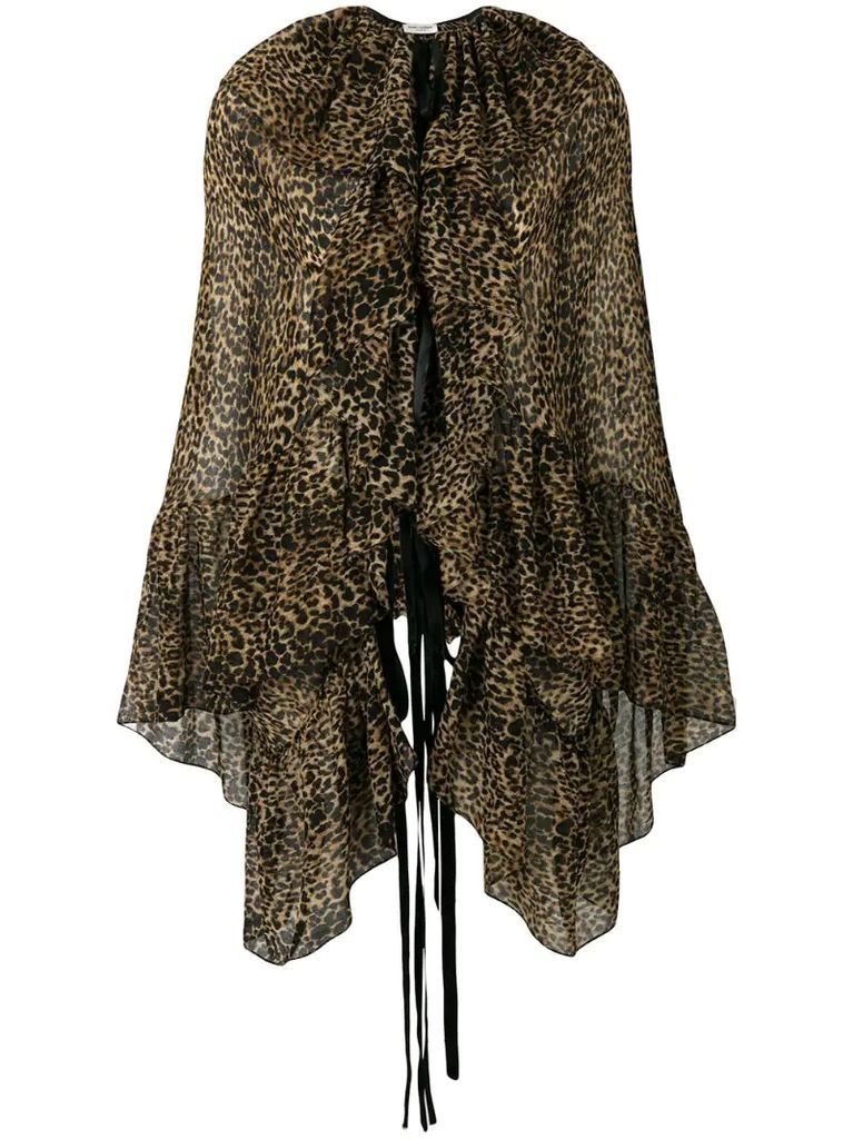 leopard-print asymmetric blouse