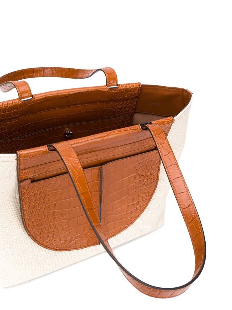 leather panel tote bag