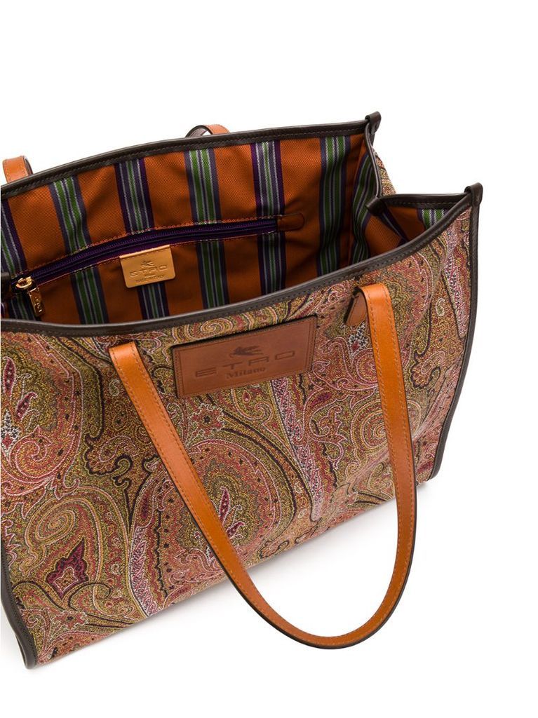 paisley print tote bag