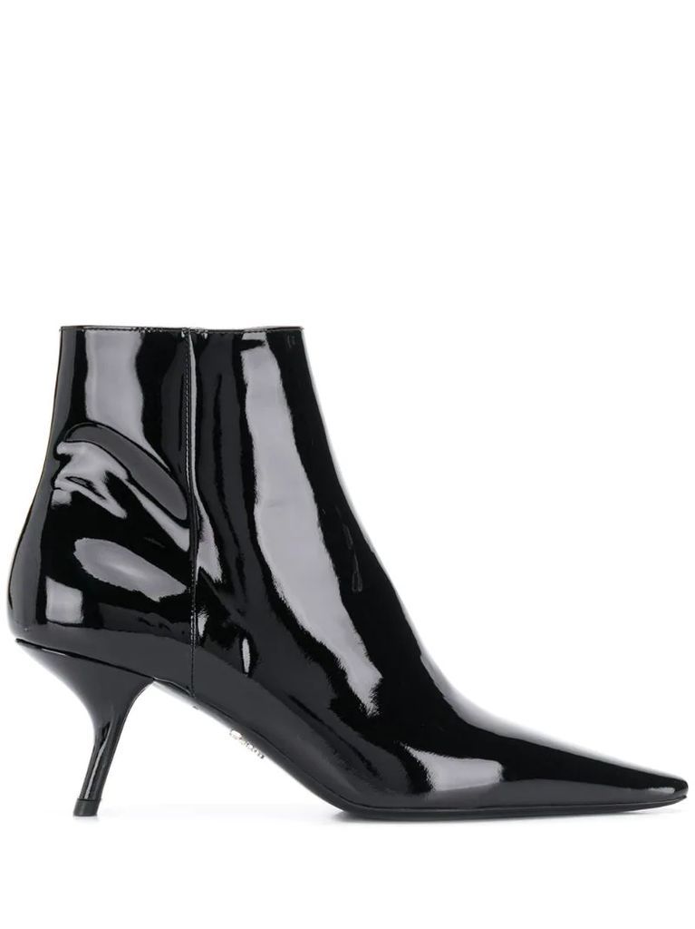 glossy effect ankle boots