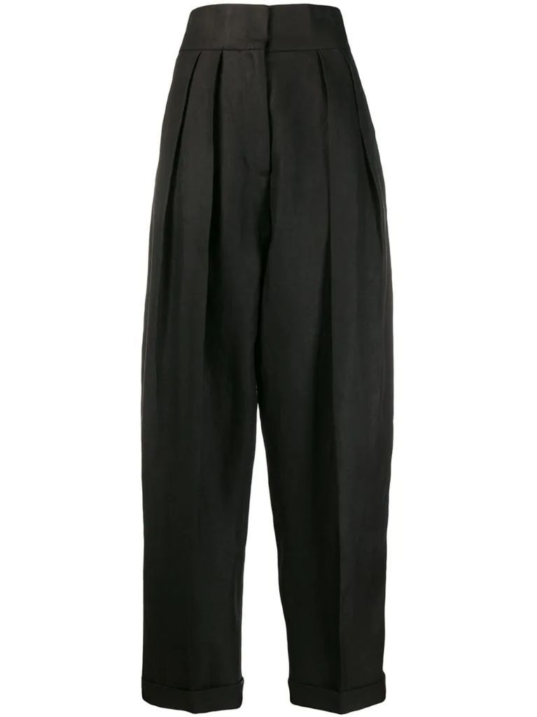pleated detail high-waisted trousers