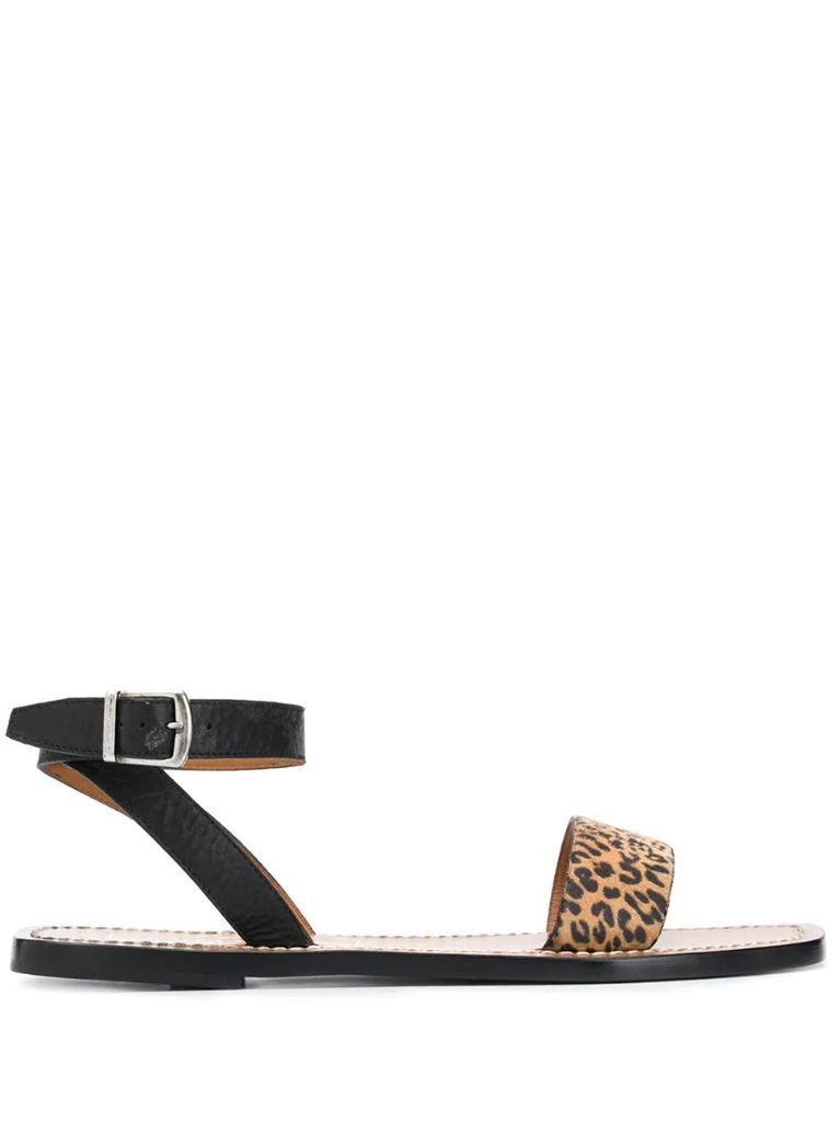 leopard-print leather sandals