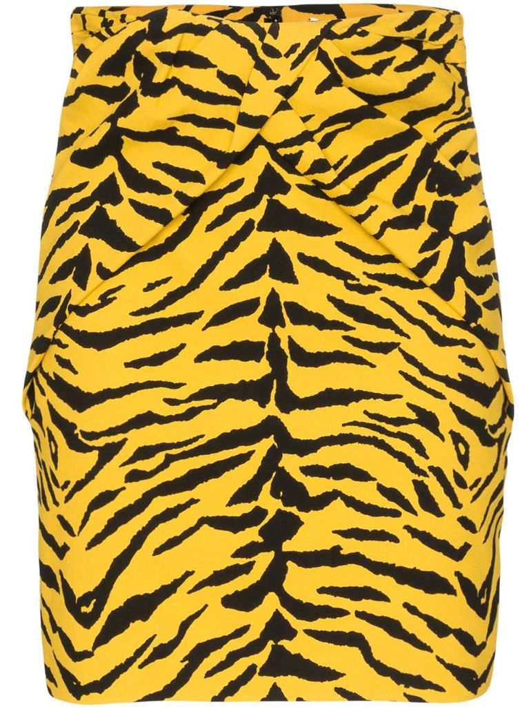 tiger print high-rise skirt