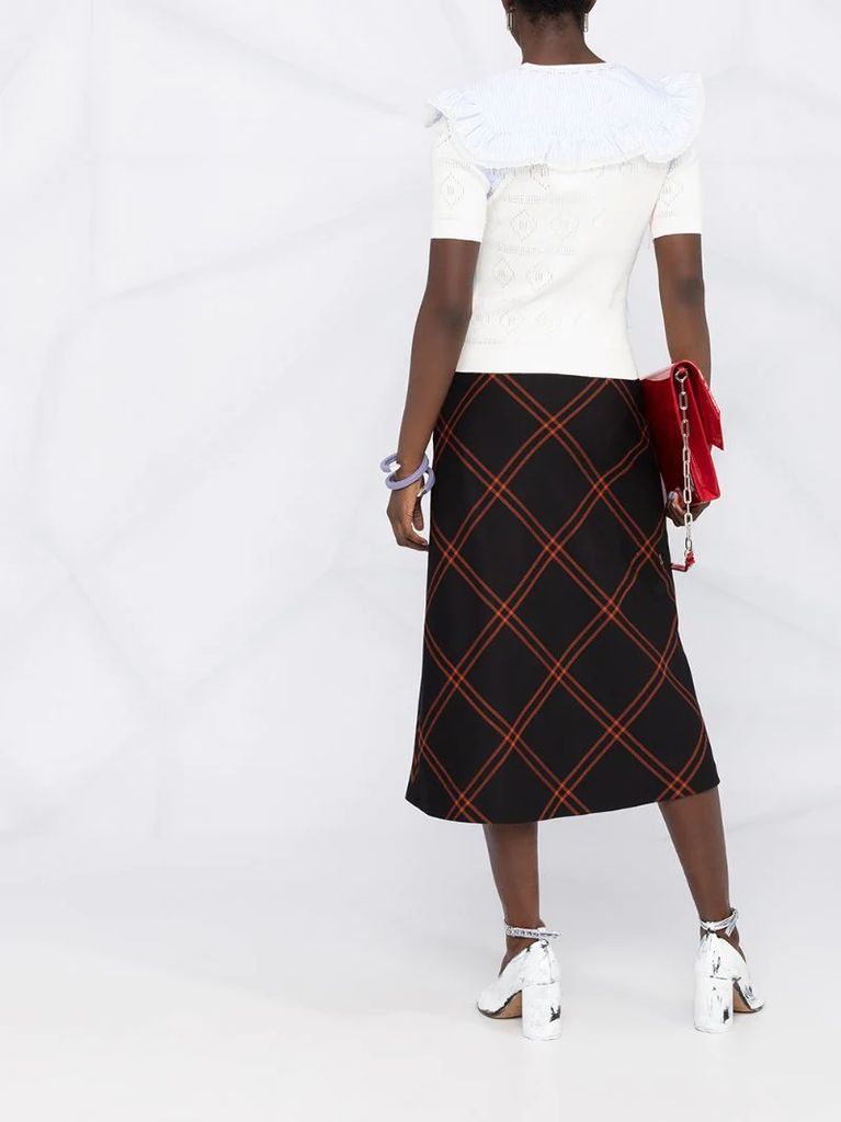 check-pattern A-line skirt
