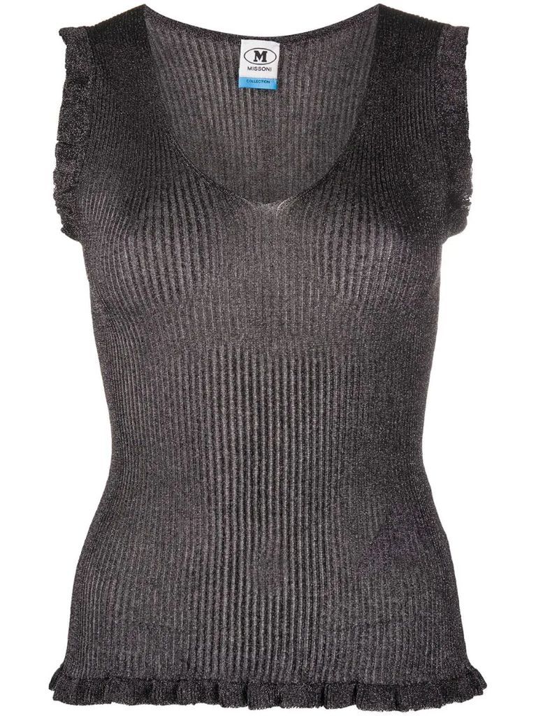 fine-knit frill trimmed vest