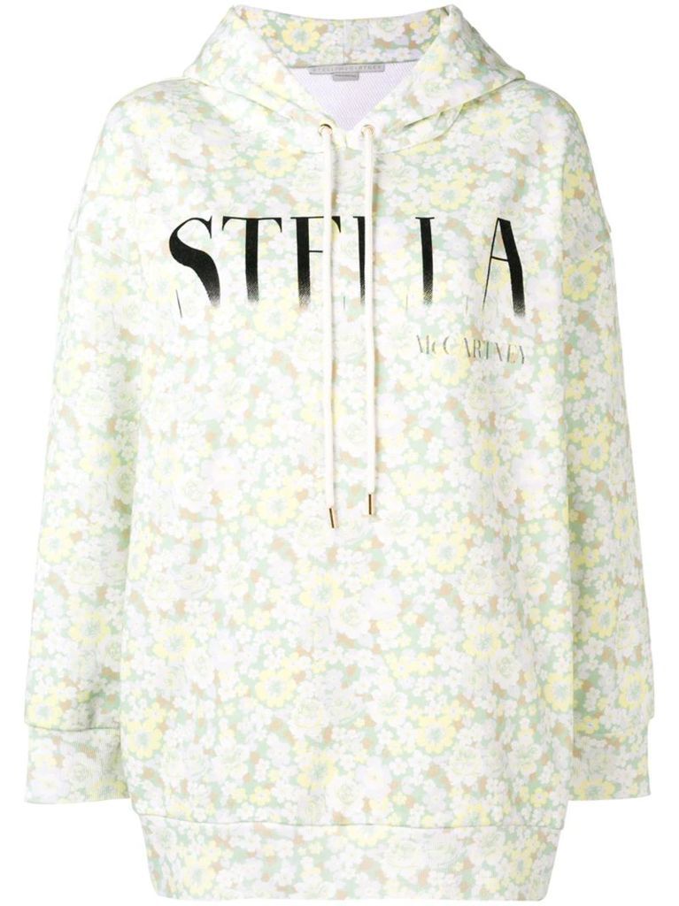 floral print logo hoodie