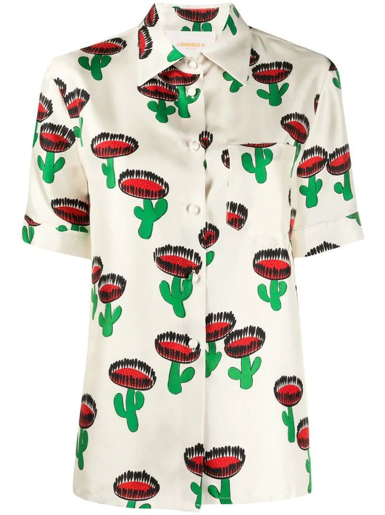 Clerk cactus print silk shirt