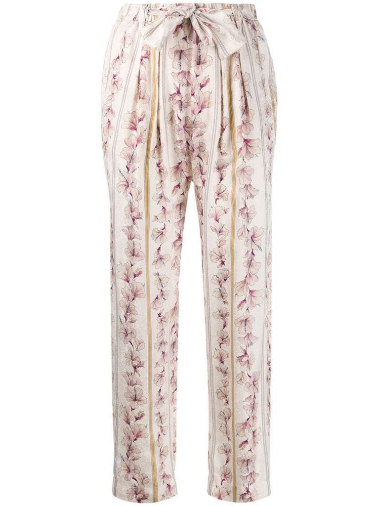 floral straight-leg trousers