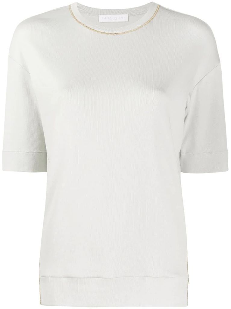 contrast stitching slim-fit T-shirt