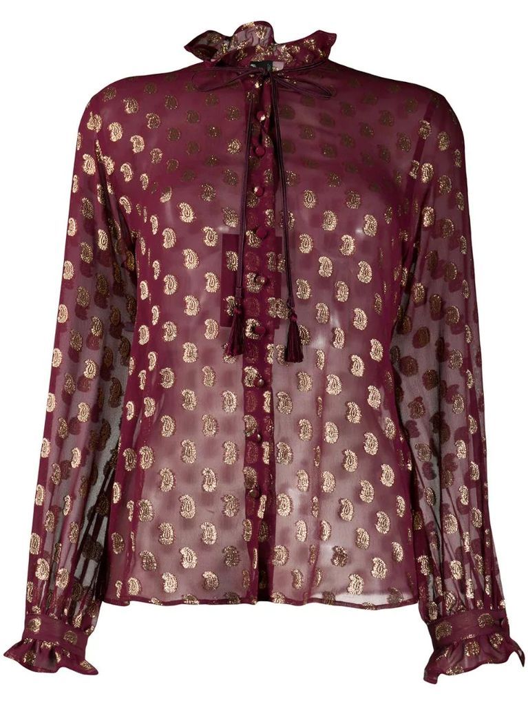 paisley fil-coupé chiffon blouse