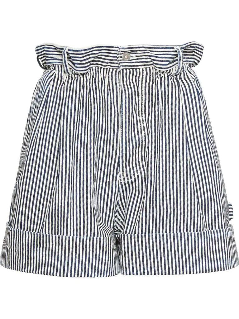 denim striped shorts