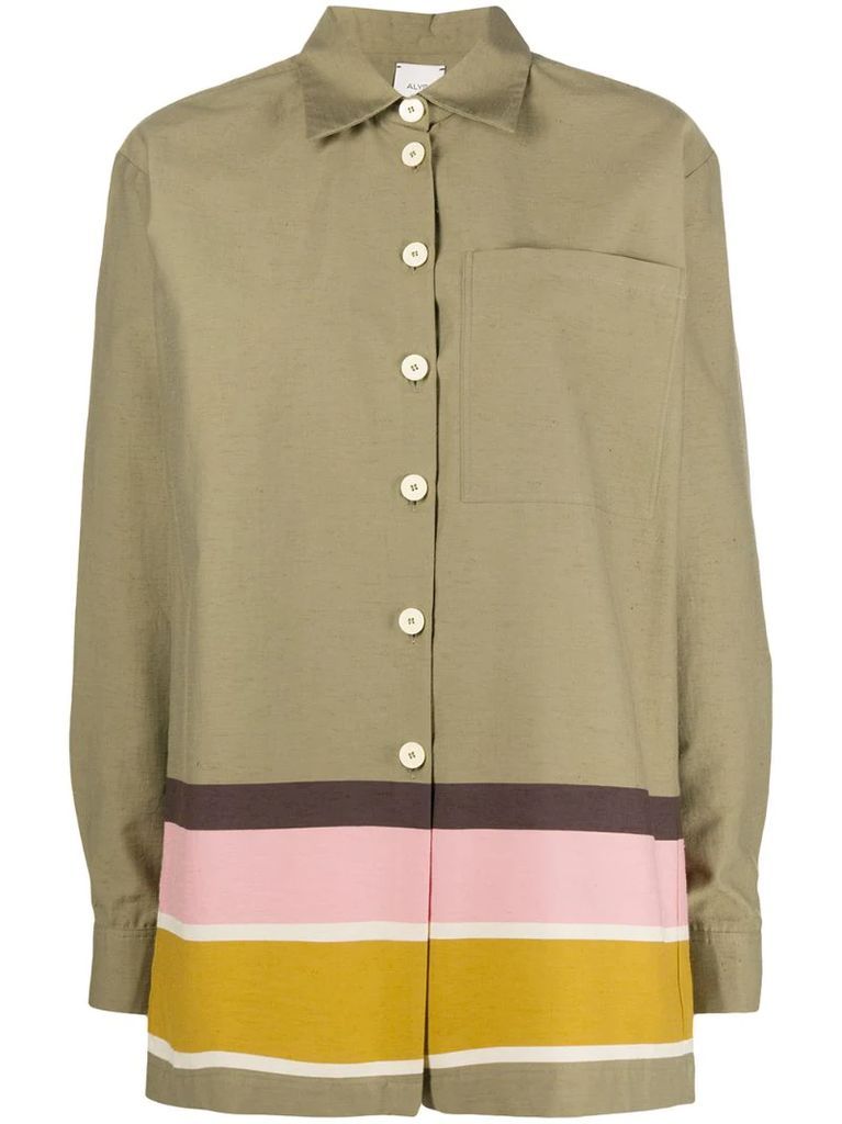 striped button-front shirt