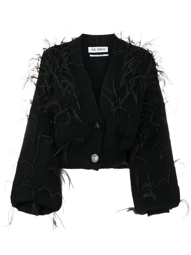 feathered cropped cardigan