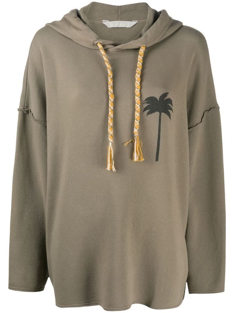 palm tree motif hoodie