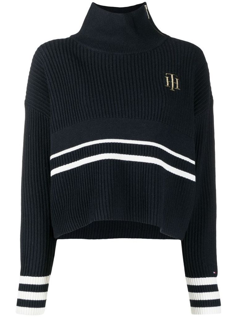 intarsia-logo ribbed knit jumper