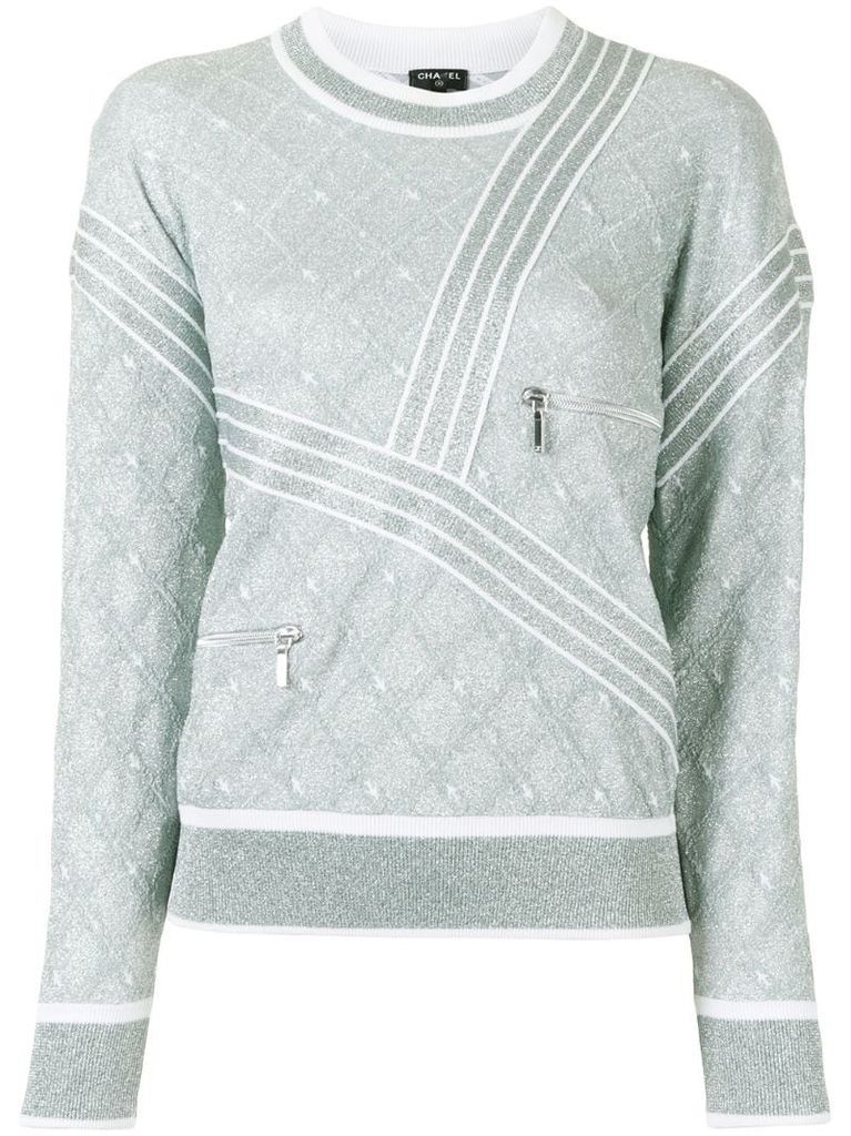 appliqué detailing argyle pattern jumper