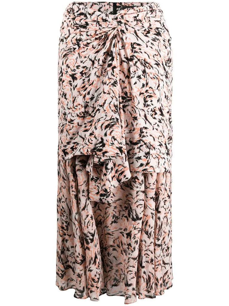 abstract animal print layered skirt