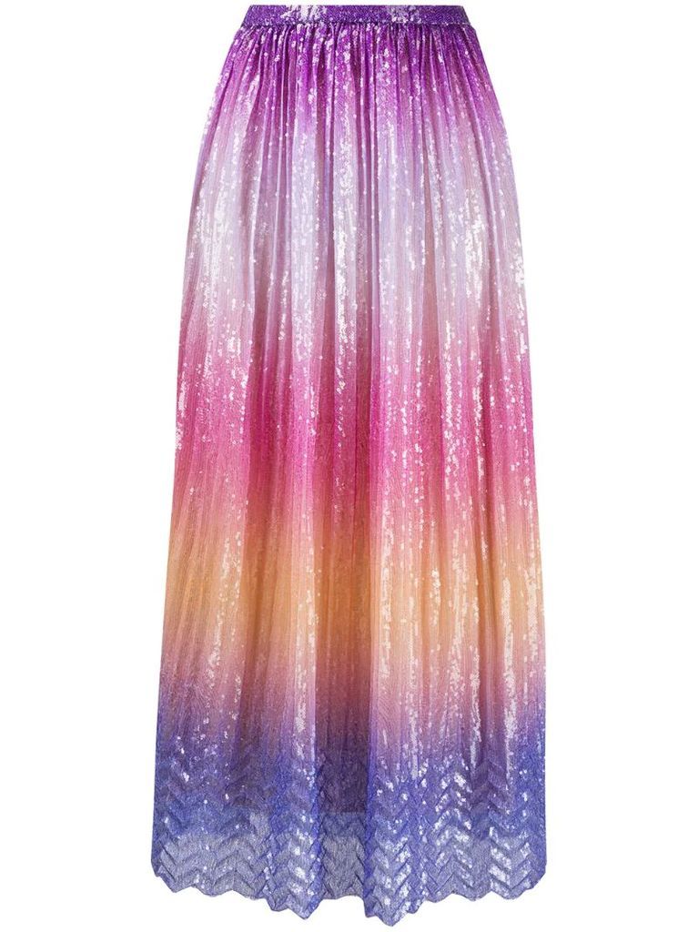 colour-block print pleated skirt