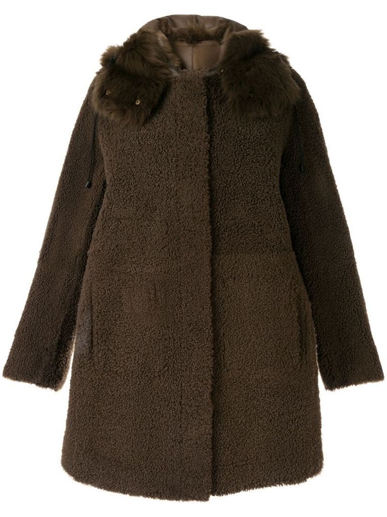 shearling button coat