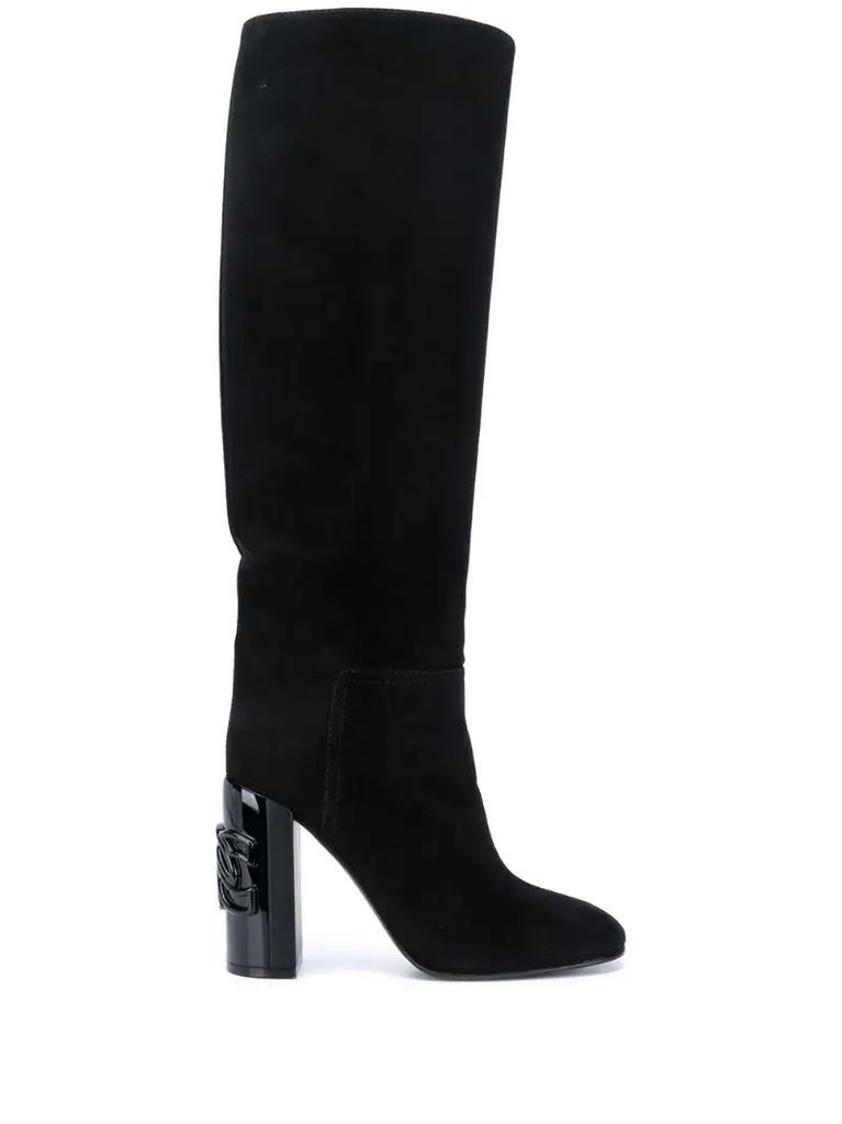 chain link detail knee-high boots