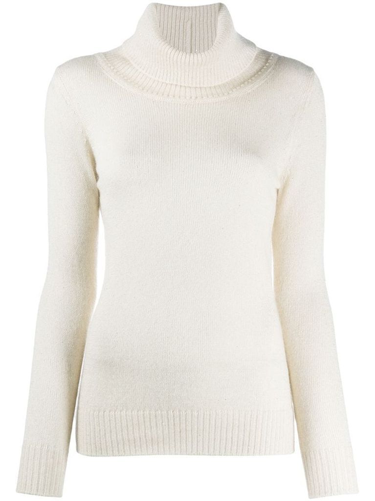 fitted roll neck knit jumper