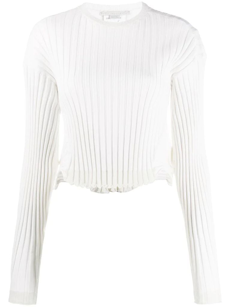 unfinished hem ribbed cropped top