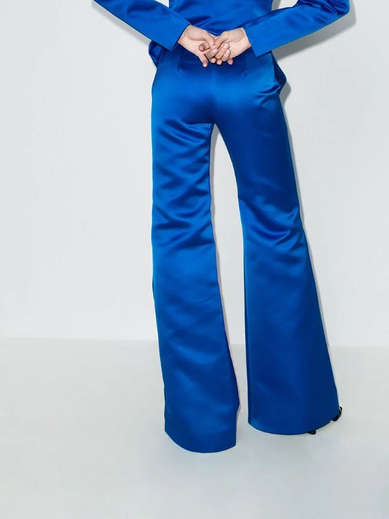 satin flared trousers