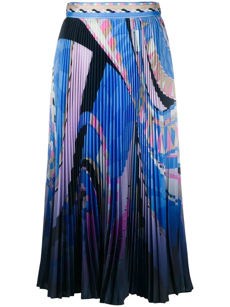 abstract-print pleated skirt