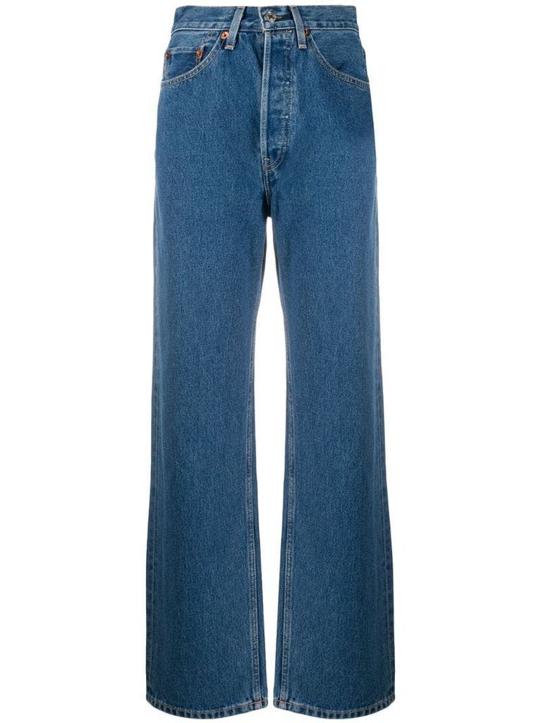wide-leg high rise jeans