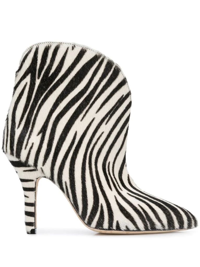 Zebra-print ankle boots