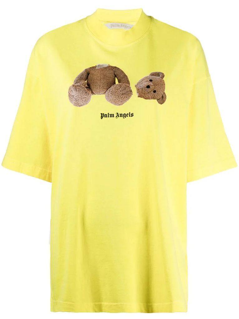 bear motif logo print T-shirt