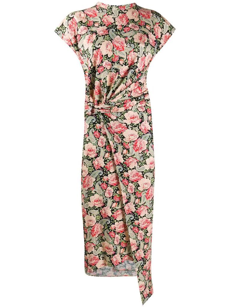 paisley-floral print wrap dress