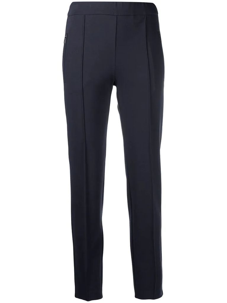 piped-trim slim trousers