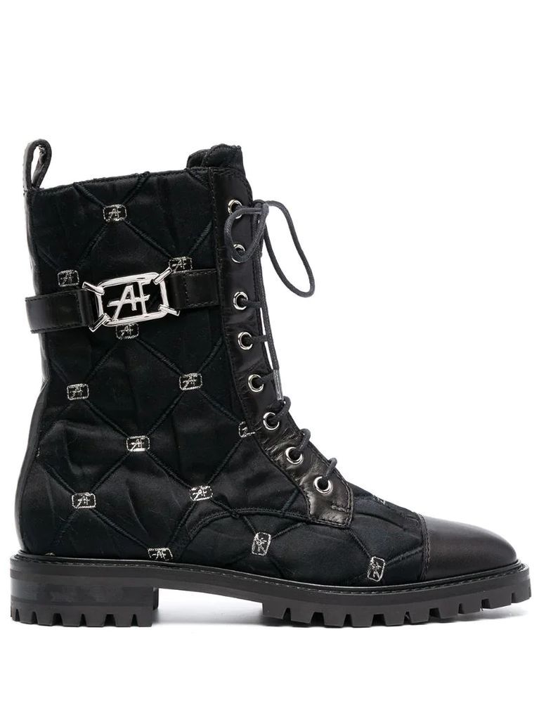 quilted-effect combat boots