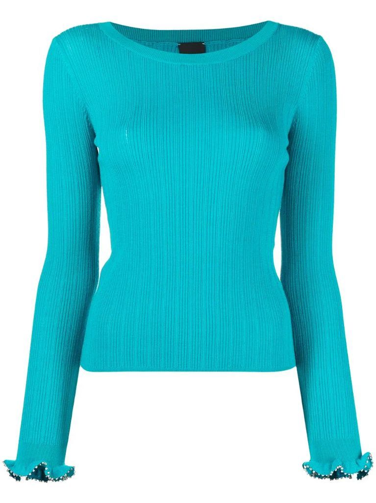 gem-embellished knitted top