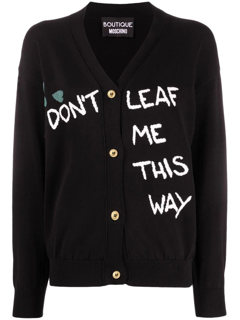 slogan-knit cardigan