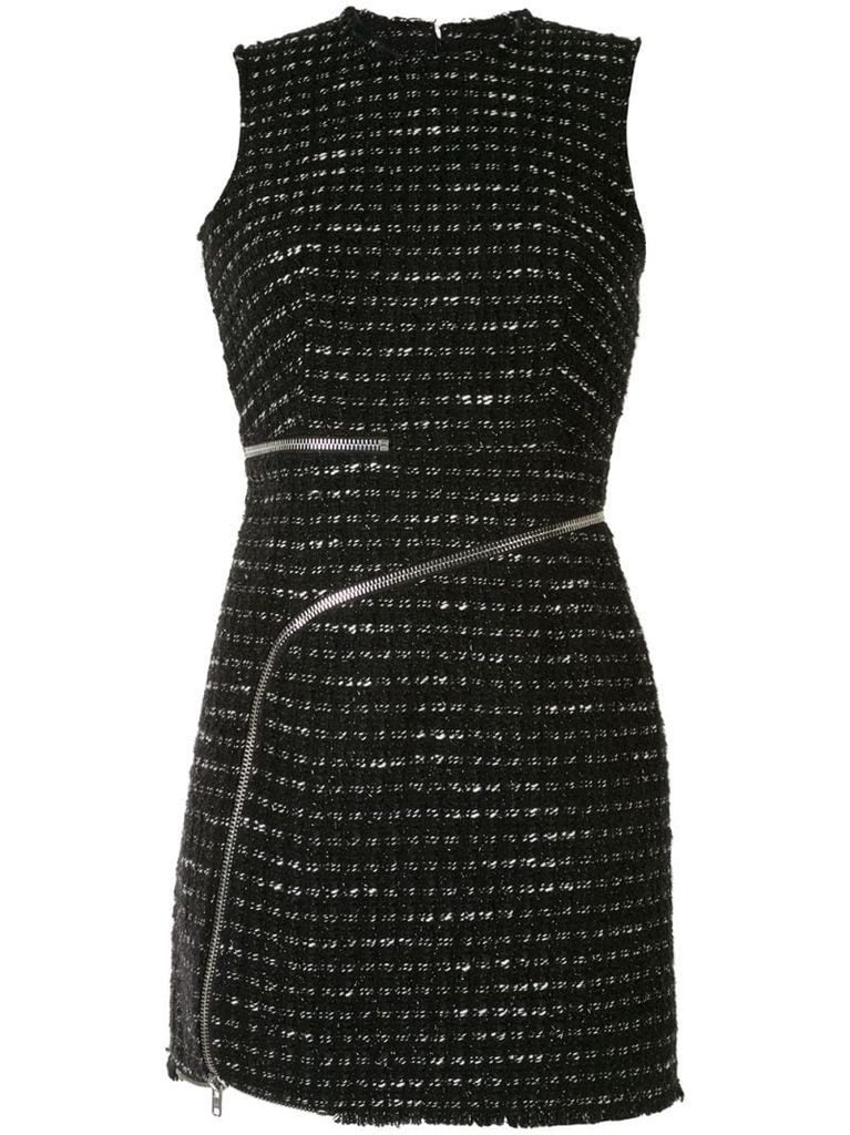 curved zipper tweed dress