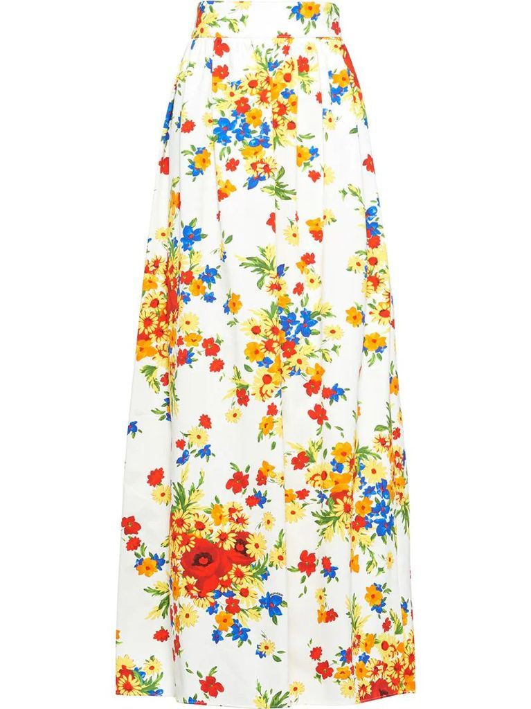 Drill floral print skirt