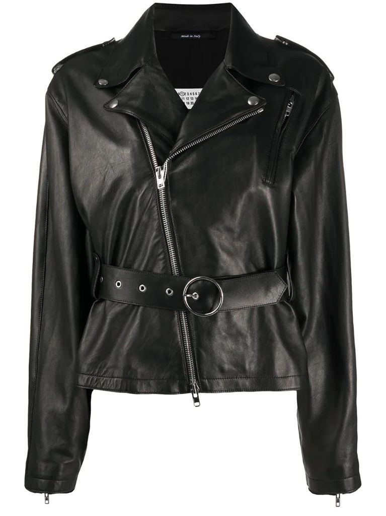 belted biker jacket