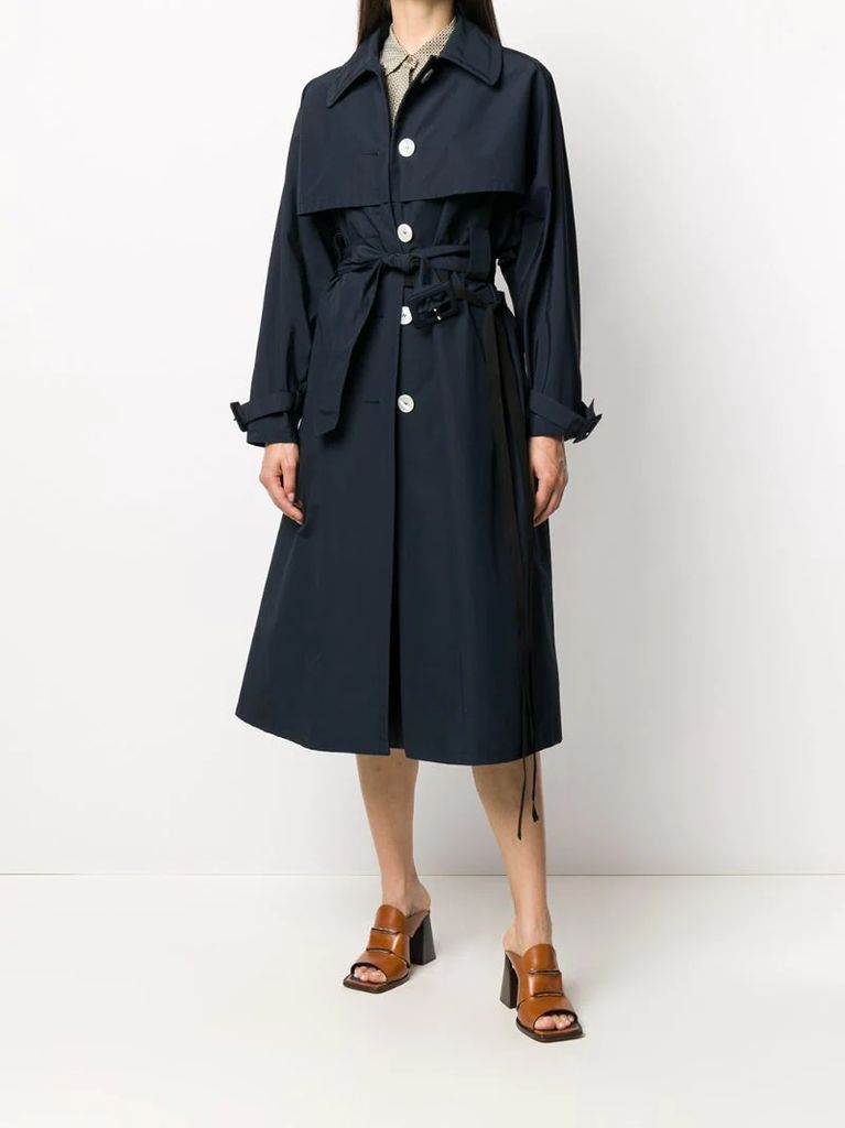 single-breasted belted trench coat