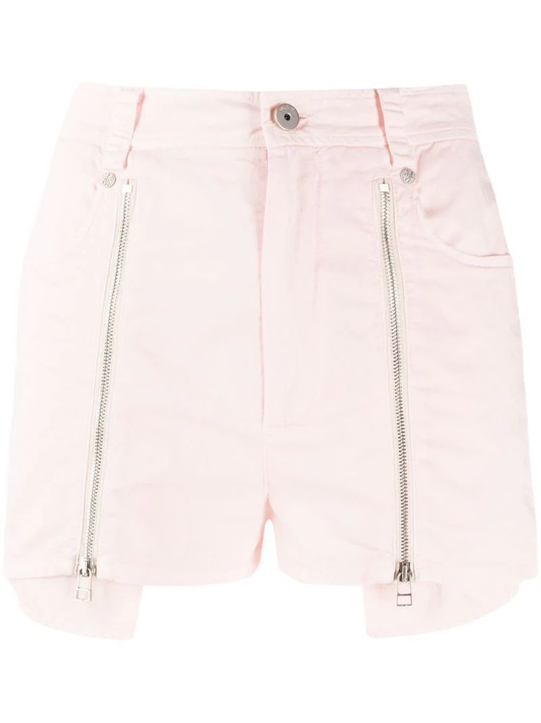 zip-detail fitted shorts