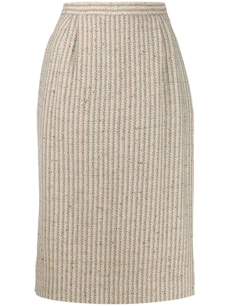 1990s striped straight woven skirt