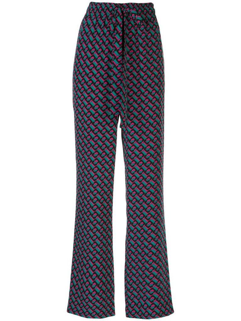 abstract print drawstring trousers