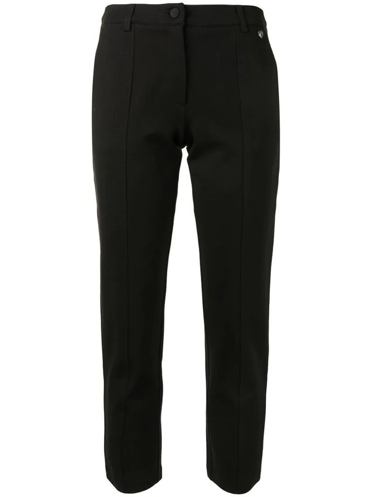 high-waisted pleat detail cropped trousers