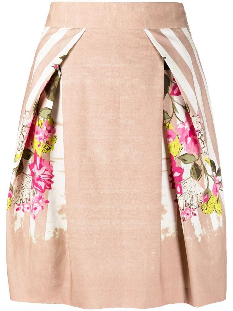 floral-print mini skirt